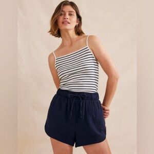 Boden Tie Waist Cheesecloth Shorts, Navy, sz 16/8
